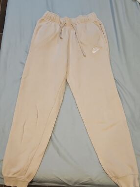 Nike Light Beige Jogger Sweatpants with White Logo